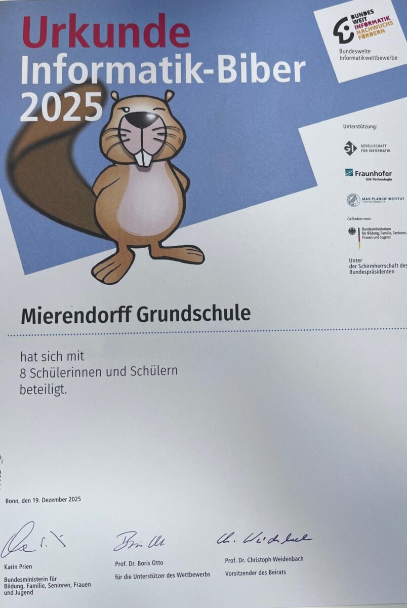 Erfolgreiche Teilnahme am Informatik-Biber 2025/26